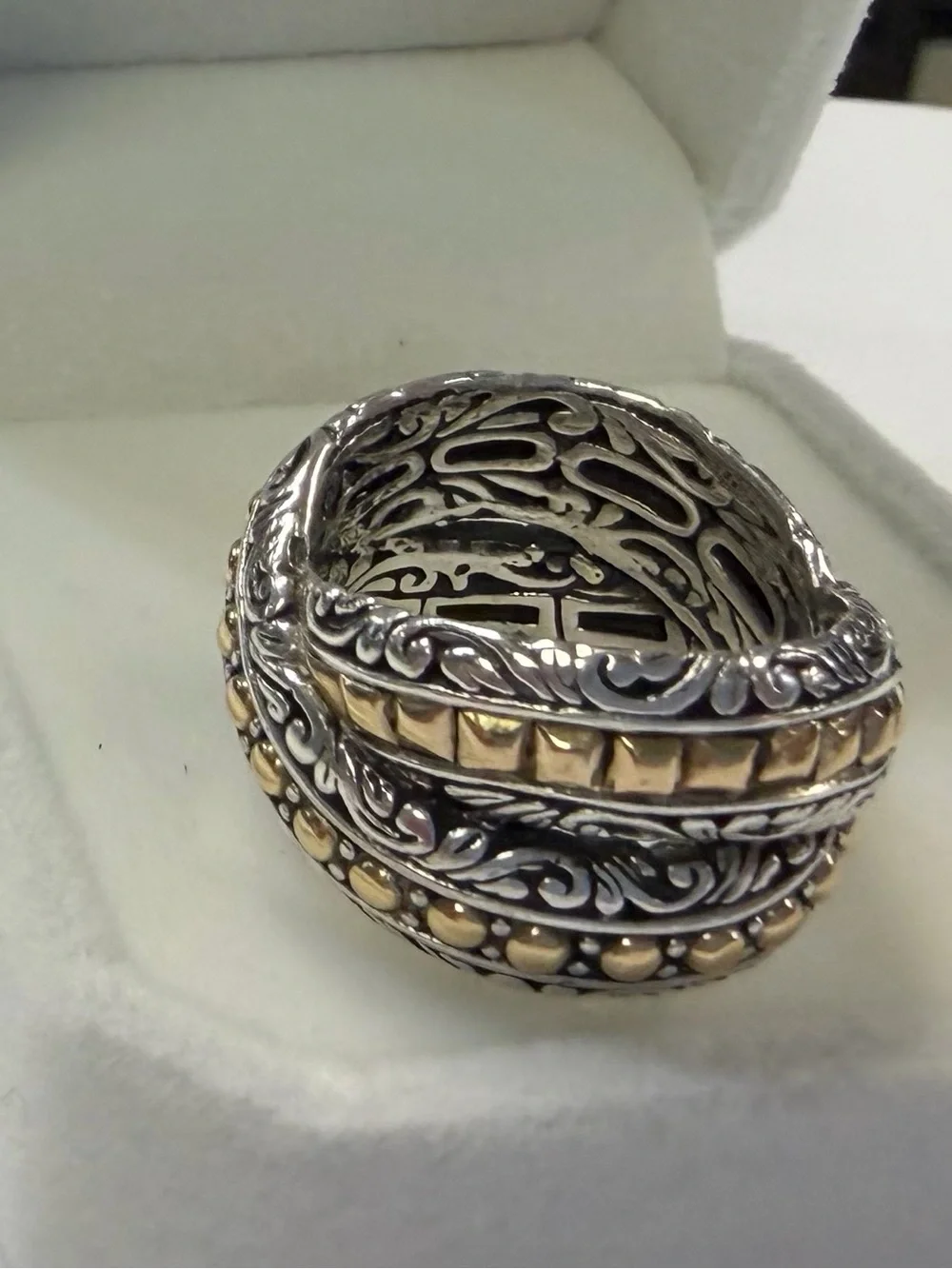 Samuel B. Sterling Silver & 18k Gold Ornate Crossover Ring